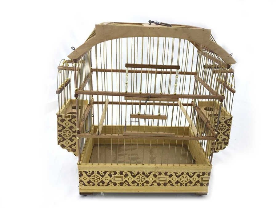 Ahşap  Kafesi Telli İşlemeli 43x22x43 cm