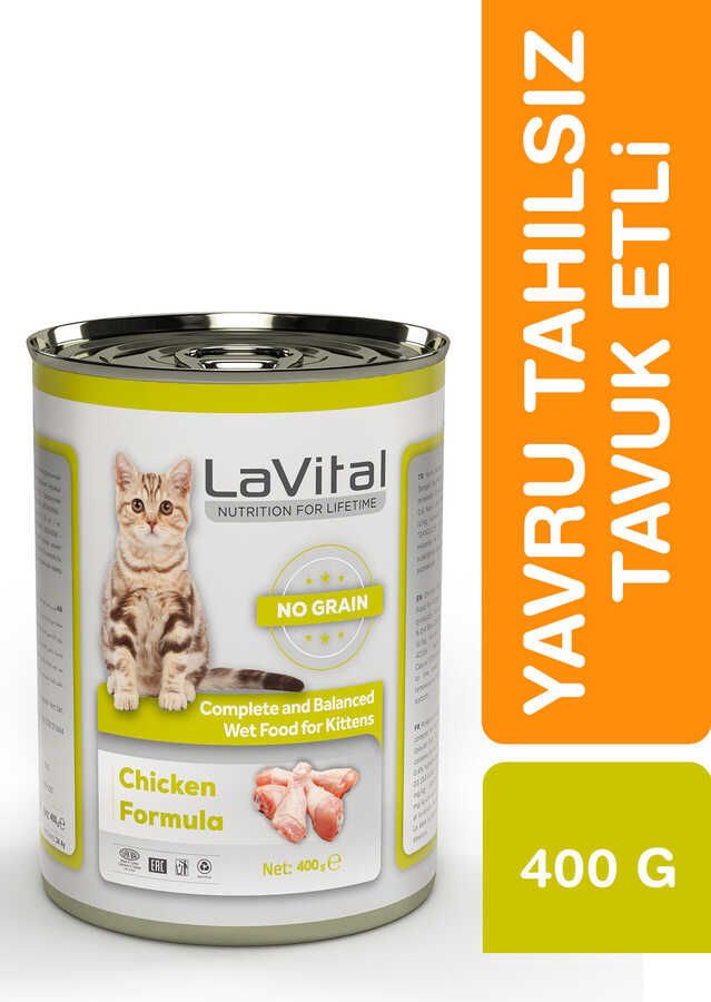 LaVital Tahılsız Yavru Yaş Kedi Maması (Kitten) Ezme Tavuk Etli  400Gr