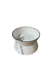 Seramik çift katlı  Mermer Desenli  Mama Kabı 15 cm ( Mix )