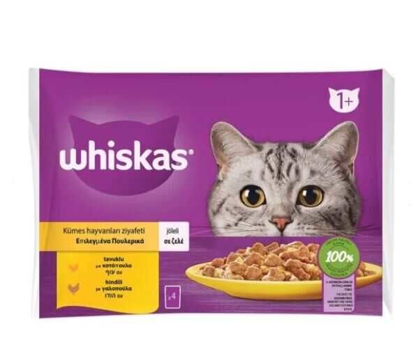 Whiskas Pouch Kedi Tavuklu Hindili  Kümes Çeşitleri (4 lü Paket)