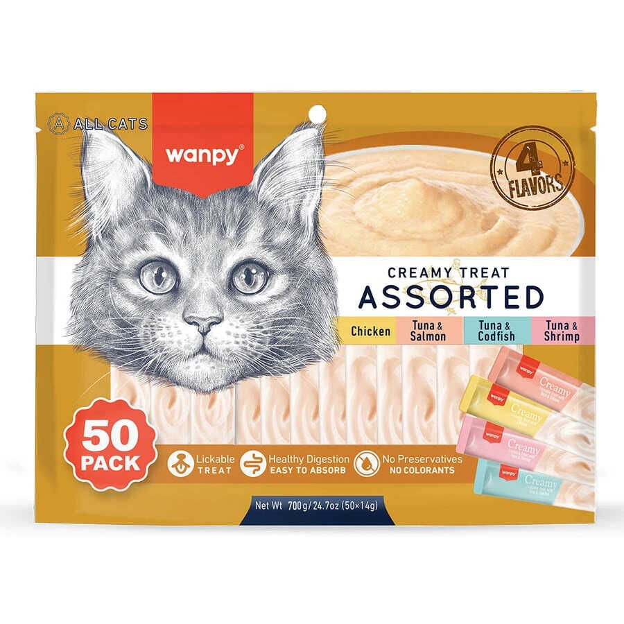 Wanpy Karışık 4 Lezzetli Krema Kedi Ödülü  50x14gr