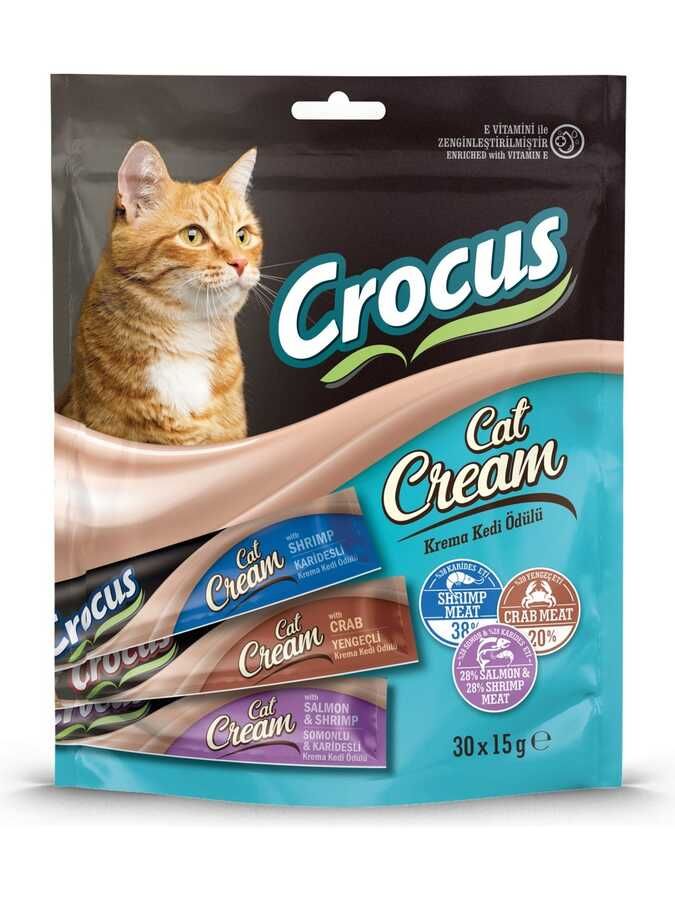 Crocus Çoklu Somon Karides & Karides & Yengeç Krema  Kedi Ödülü 4*15 Gr