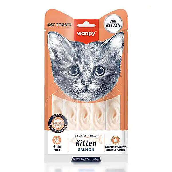 Wanpy Somon Balıklı Krema Yavru Kedi Ödülü 5x14gr
