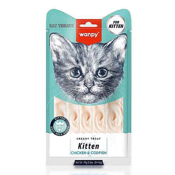Wanpy Tavuklu ve Morina Balıklı Krema Yavru Kedi Ödülü 5x14gr