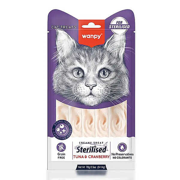 Wanpy Ton Balıklı ve Kızılcıklı Krema Kedi Ödülü 5x14gr