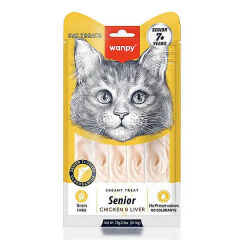 Wanpy Tavuklu ve Ciğerli 7+ Yaşlı Kediler İçin Krema Kedi Ödülü 5x14gr