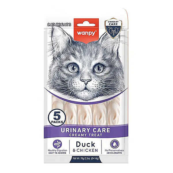 Wanpy Urinary Care Ördekli ve Tavuklu Fonksiyonel Krema Kedi Ödülü 5x14gr