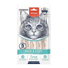 Wanpy Skin Coat Ton Balıklı ve Somonlu Fonksiyonel Krema Kedi Ödülü 5x14gr