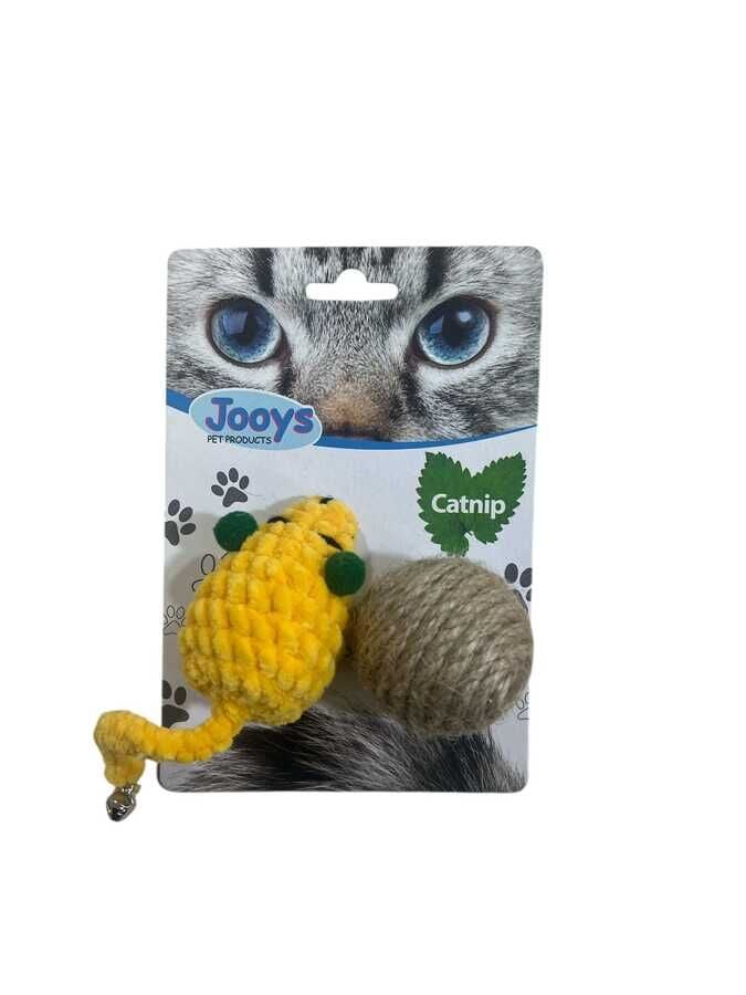 Jooys Catnip'li Kadife Fare Ve Hasir Top Ikili Set